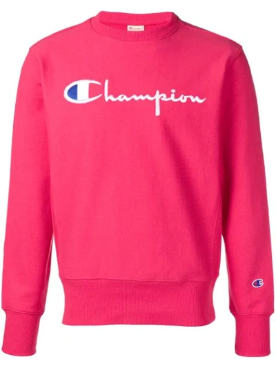 Champion Logo Embroidered Sweatshirt In Pink