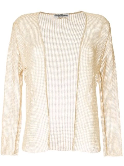 Pre-owned Ferragamo 1990s Knitted Mesh Jacket In Gold