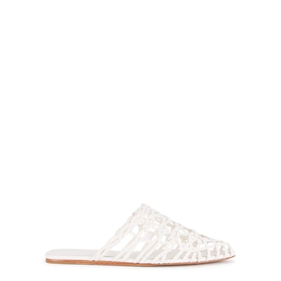 Zimmermann Wave Lattice Slide Sandals In Off White