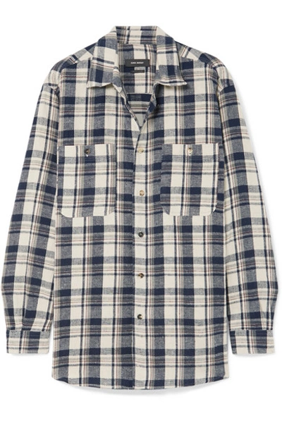 Isabel Marant Helyntony Oversized Plaid Cotton Shirt In Midnight Blue