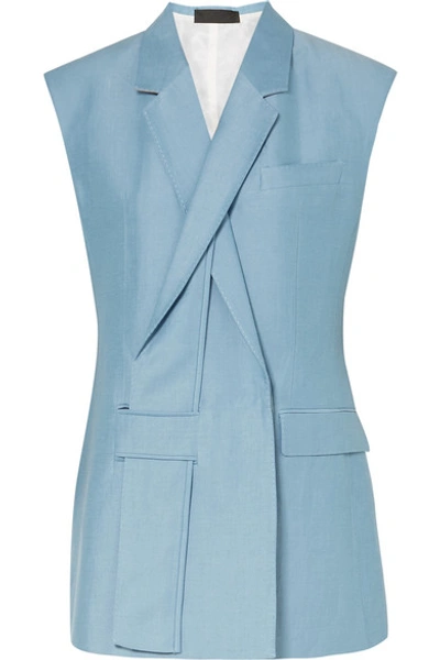Haider Ackermann Linen And Silk-blend Vest In Light Blue