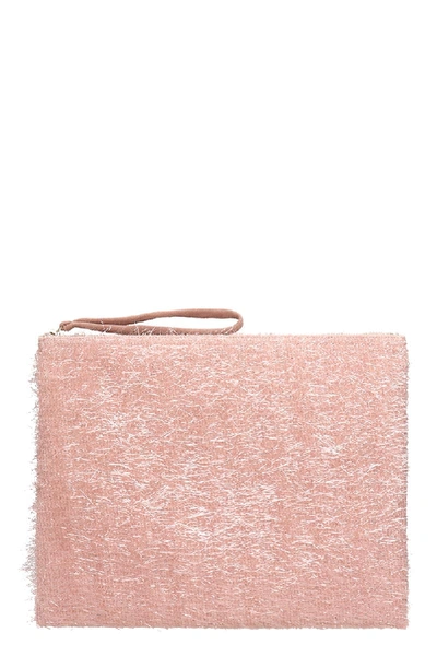 Anniel Big Clutch Furry Lurex Pink Pochette