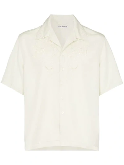 Our Legacy Embroidered Short Sleeve Shirt In Neutrals