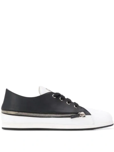 Giuseppe Zanotti Two-tone Zipped Sneakers In Black