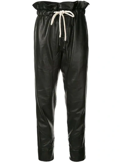 Bassike Leather Paper Bag Trousers In Black