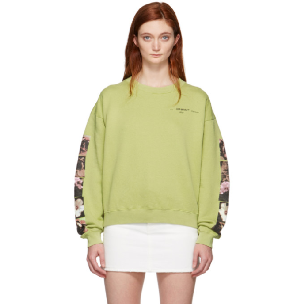 Off-white Graphic Sleeve Sweater - Green In Light Green | ModeSens
