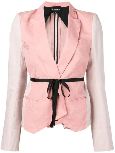 Ann Demeulemeester Contrast Panel Brocade Jacket In Pink