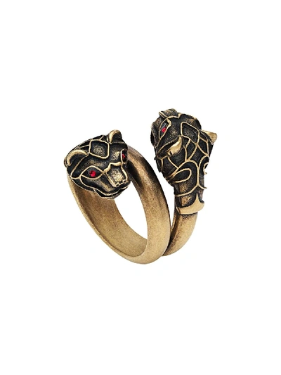 Gucci Tiger Head Ring In Silber