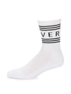 Versace Men's Logo Crew Socks In White Black