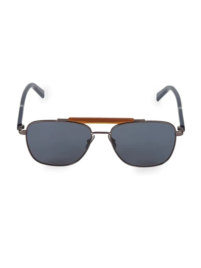 Ferragamo Classic Logo 56mm Modern Navigator Sunglasses In Matte Dark Gunmetal