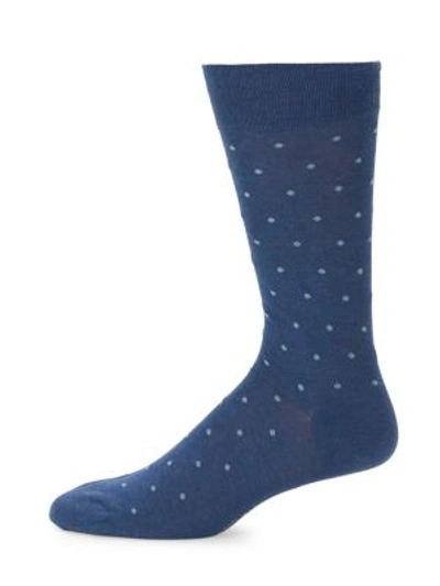 Marcoliani Tropez Dot Knitted Socks In Dark Blue Light Blue