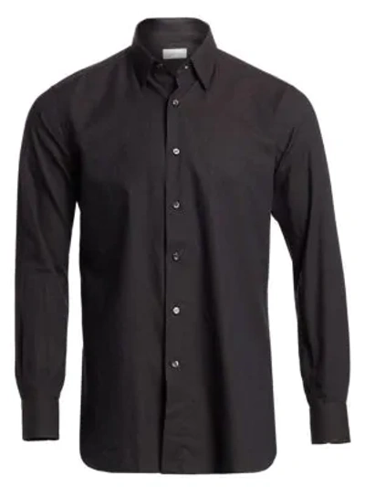 Brioni Tonal Plaid Shirt In Black
