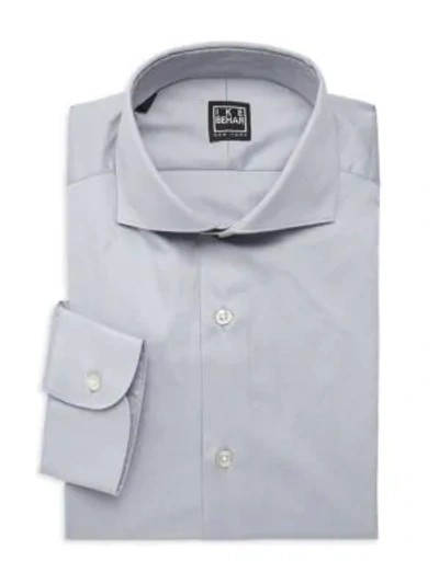 Ike Behar Frederick Contemporary-fit Cotton Dress Shirt In Silver