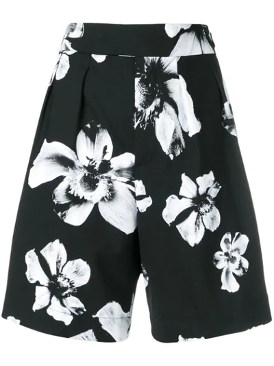 Neil Barrett Tailored Floral Pattern Shorts In Black