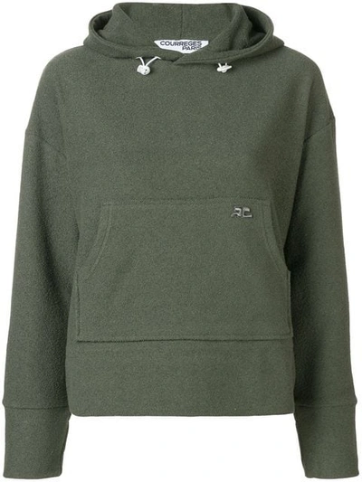 Courrèges Embroidered Logo Hoodie In Green
