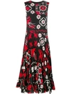 Red Valentino Terrace Print Pleated Midi Dress In Black
