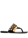 Tory Burch Patos Coin Thong Sandals In Perfect Black / Perfect Black