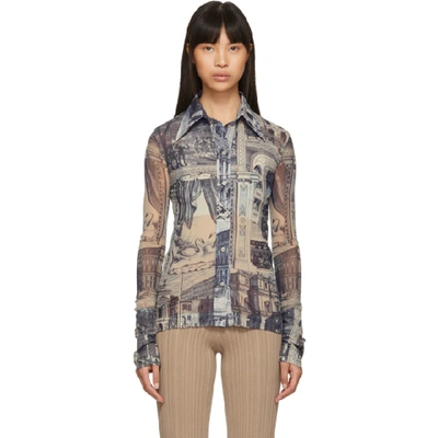 Acne Studios Estefani Printed Shirt In Beige/blue