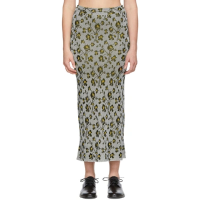 Rabanne Paco  Silver Floral Long Skirt In V043 Silver