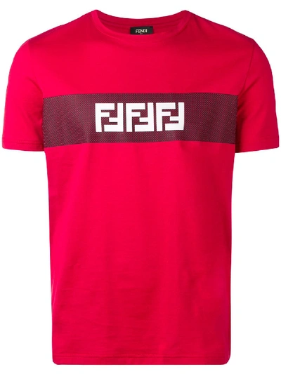 Fendi Men's Ff Mesh Stripe T-shirt In Red