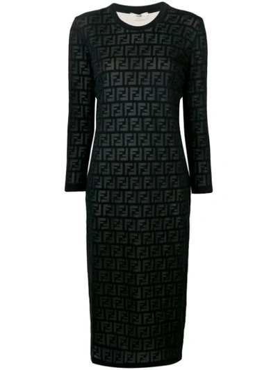 Fendi Inlaid Ff Motif Dress In Black