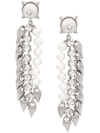 Dsquared2 Punk Crystal Earrings - Silver