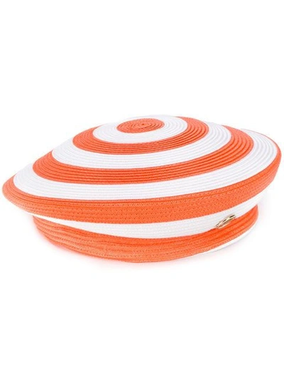 Emilio Pucci Orange And White Striped Beret