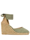 Castaã±er Castañer Carina Wedge Espadrilles - Green