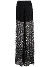 Vera Wang Embroidered Palazzo Pants In Black