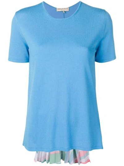 Emilio Pucci Shell Print Pleated T-shirt - Blue