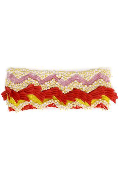 Missoni Embellished Crochet-knit Headband In Coral