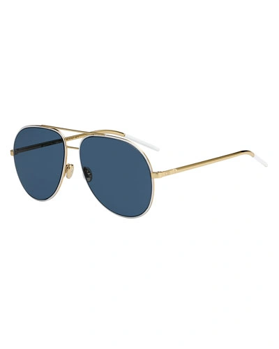 Dior Women's Astral Aviator Sunglasses, 59mm In White Gold/blue Solid