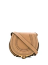 Chloé Mini Marcie Leather Saddle Bag In Brown