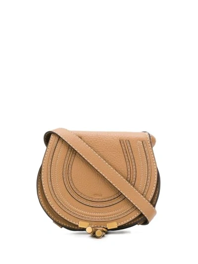 Chloé Mini Marcie Leather Saddle Bag In Brown
