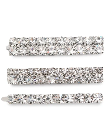 Alessandra Rich Set-of-three Crystal-embellished Hair Clips In Silver