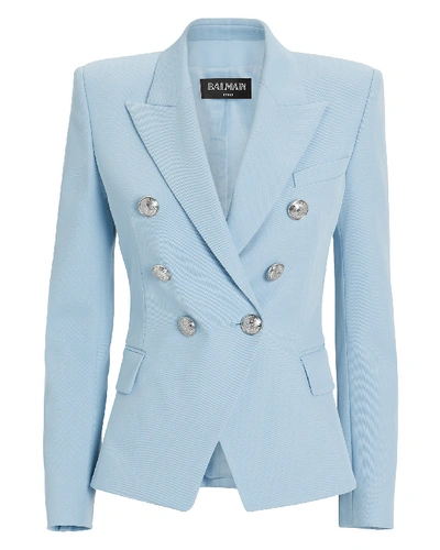 Balmain Blue Classic Double-breasted Blazer In Pink