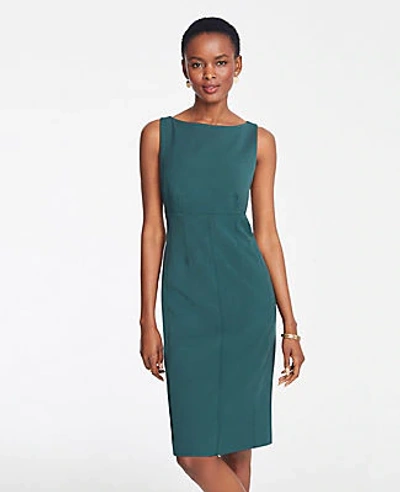 Ann Taylor Petite Doubleweave Seamed Sheath Dress In Woodsy Green