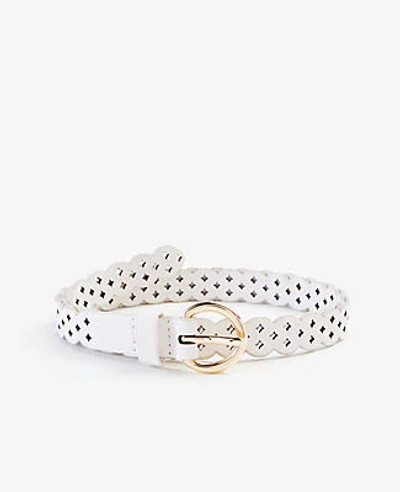 Ann Taylor Perforated Skinny Belt In White