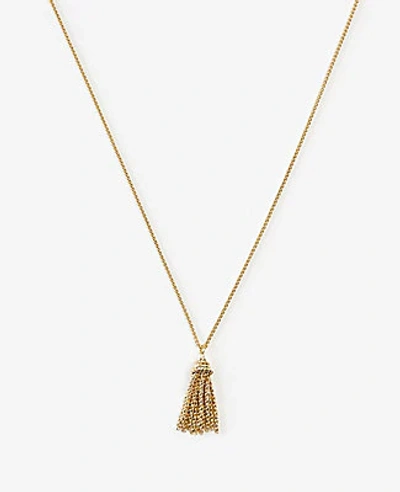 Ann Taylor Roped Tassel Pendant Necklace In Gold