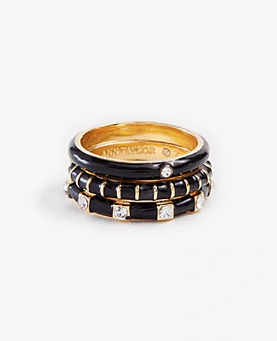 Ann Taylor Enamel Stackable Ring Set In Black