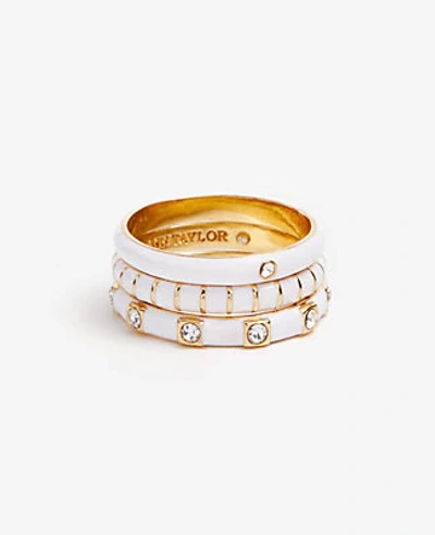 Ann Taylor Enamel Stackable Ring Set In White