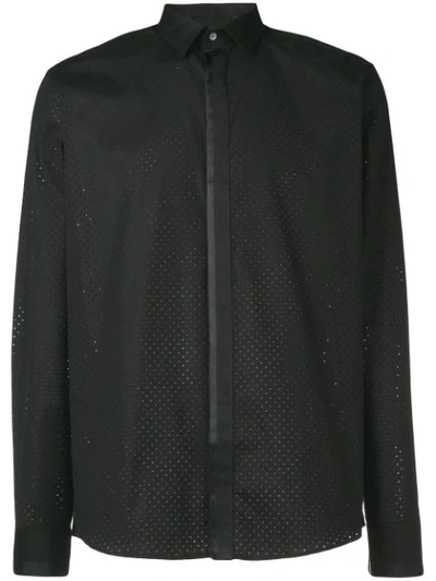 Les Hommes Perforated Shirt In Black