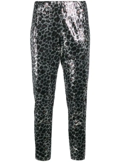 Laneus Sequin Leopard Trousers In Silver