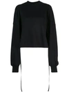 Vera Wang Cropped Patch Embroidery Sweatshirt In Black