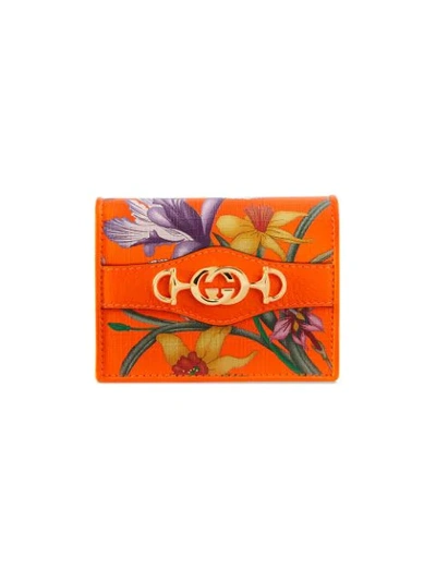 Gucci Kartenetui Mit Blumen-print - Orange