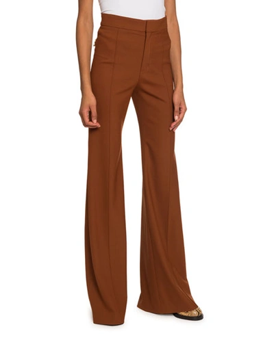 Chloé High-rise Flare-leg Pants In Medium Brown