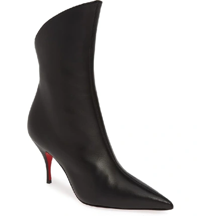 Christian Louboutin Clare Pointed-toe Red Sole Booties In Black/ Silver