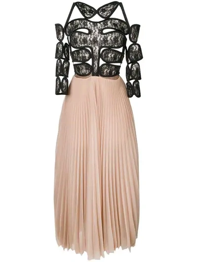 Christopher Kane Lace Crotch Pleated Dress - Neutrals