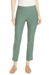 Eileen Fisher Washable Stretch-crepe Side-slit Ankle Pants In Nori