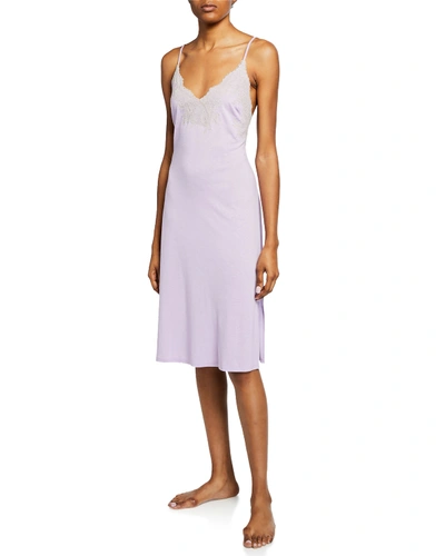 Natori Luxe Shangri-la Nightgown In Light Wisteria